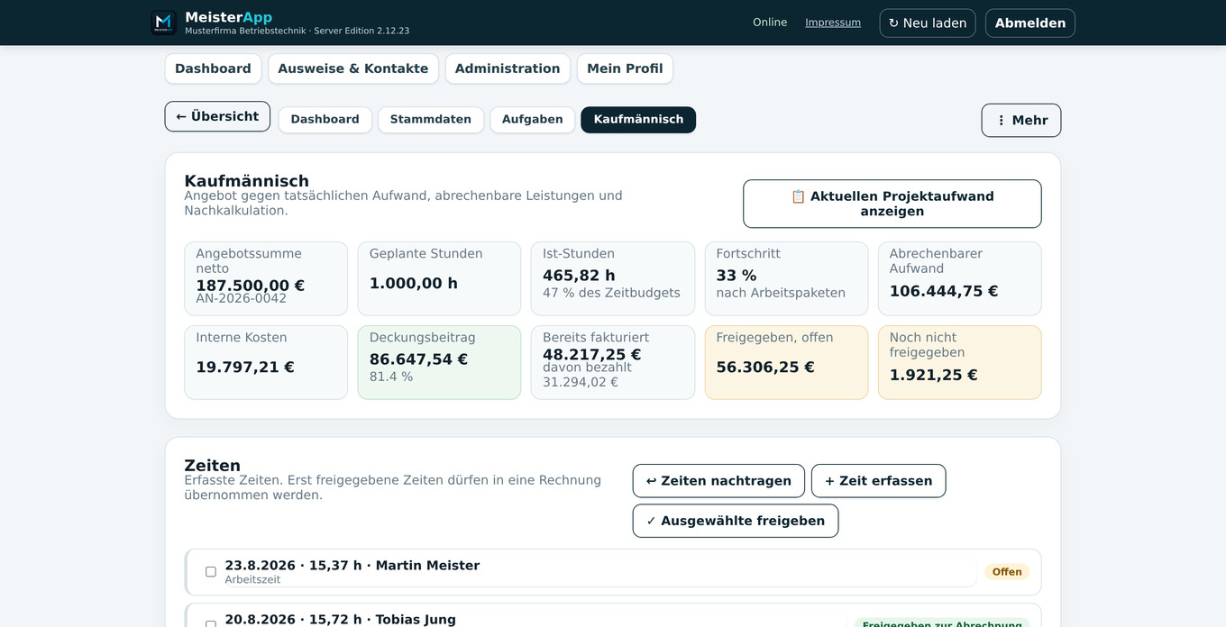 Kostenübersicht mit Soll-Ist-Vergleich und Deckungsbeitrag